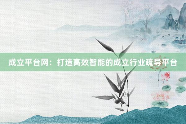 成立平台网:打造高效智能的成立行业疏导平台